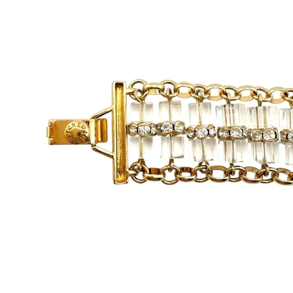 J. Crew Gold Tone and Clear Double-Row Bracelet with Rhinestones